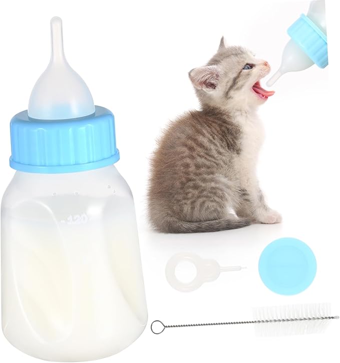 Kisangel 120ml PET Nursing Bottle Set for Cats and Dogs Adjustable PET Feeder Scale Includes Feeding Bottle for Kittens and Puppies