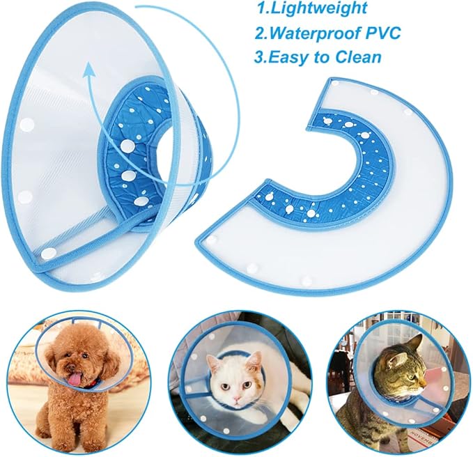 Vivifying Dog Cones for Small Dogs, Adjustable 8-9.6 Inches Soft Lightweight Elizabethan Collar for Puppy and Large Cats to Stop Licking Wounds After Surgery(Blue)