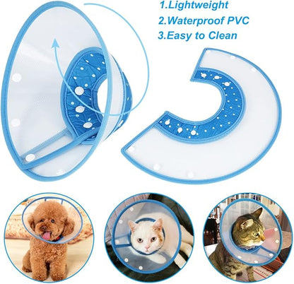 Vivifying Dog Cones for Small Dogs, Adjustable 8-9.6 Inches Soft Lightweight Elizabethan Collar for Puppy and Large Cats to Stop Licking Wounds After Surgery(Blue)