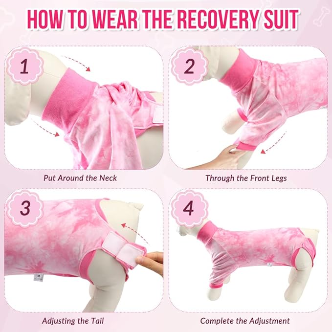 Lukovee Recovery Suit for Dogs - Soft Onesie Dog Surgery Suit for Female Male Dogs, Breathable Surgical Recovery Suit Prevent Licking Spay Recovery Suit Dog E-Collar & Cone Alternative(M,Pink)