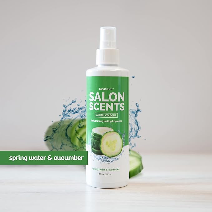 Bark2Basics Salon Scents Pet Grooming Cologne Spray - 8 oz, Natural Professional Groomer Perfume for Dogs and Cats, Long Lasting, Deodorizing, (Spring Water and Cucumber)