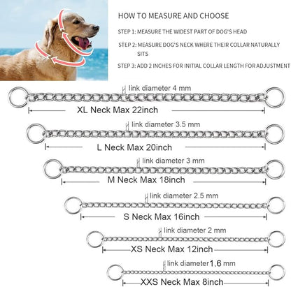 Gold Dog Choker Collar for Medium Dogs Metal Slip Chain Collars Heavy Duty Training Martingale Dog Collars for XXS XS Small Medium Large Breed Pets, M