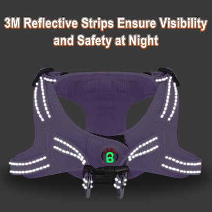 BARKBAY Dog Harness, Reflective Adjustable Puppy No Pull Harness, Breathable Soft for Small and Medium Dogs, Violet Purple, XXS