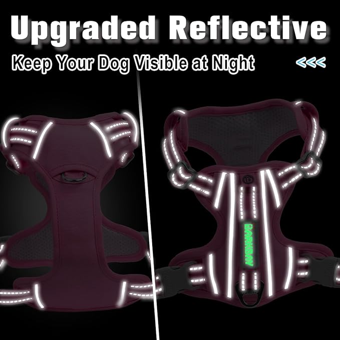 BARKBAY Dog Harness No Pull with ID Tag Pocket - Heavy Duty, Reflective, Easy Control for Large Dogs(Pink,S)