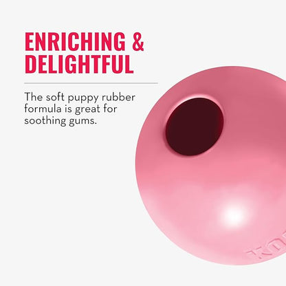 KONG Puppy Ball w/ Hole - Soft & Durable Activity Ball for Puppies - Dog Toy Supports Healthy Exercise & Interactive Play - Dog Toy for Natural Teething - For Small Puppies - Assorted Colors
