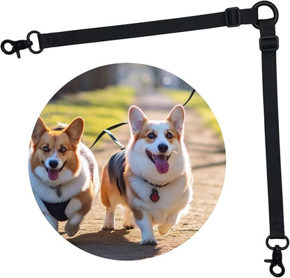 Double Headed Hook pet Safety Nylon 2-Way Coupler with Nickel-Plated Swivel Clip (DK0970-BLK-UP-1P)