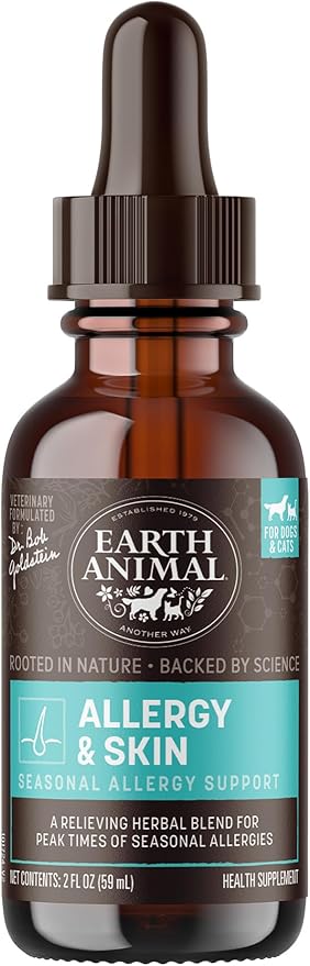 Earth Animal Apothecary Liquid Supplement - Allergy & Skin Herbal Remedies for Dogs & Cats - 2 fl oz