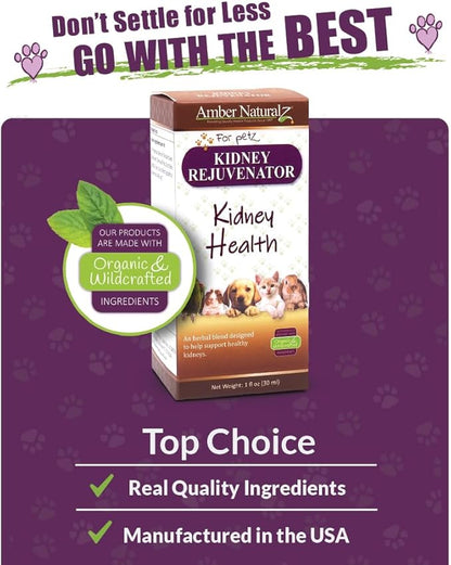 Amber NaturalZ Kidney Rejuvenator Herbal Supplement for Dogs, Cats, Birds, Rabbits, and Guinea Pigs | Supports Normal Kidney Function | Natural Aid for Kidney Health 1 Fluid Ounce