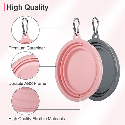 Kytely Collapsible Dog Bowls for Travel, 2Pack Dog Portable Water Bowl, Foldable Pet Food Bowl with Clasp, Pet Cat Feeding Cup Dish for Traveling, Walking, Hiking