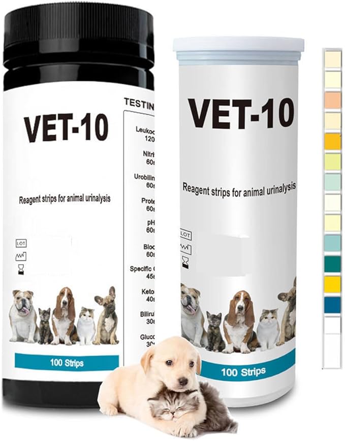 100 PCS Urine Test Strips 10 in 1 UTI Test Kit for Cat & Dog Pets Diabetes Urinalysis Testing Urinalysis Reagent Strips Multi-Parameter Urine Test Strip for Urinary Tract InfectionUTI