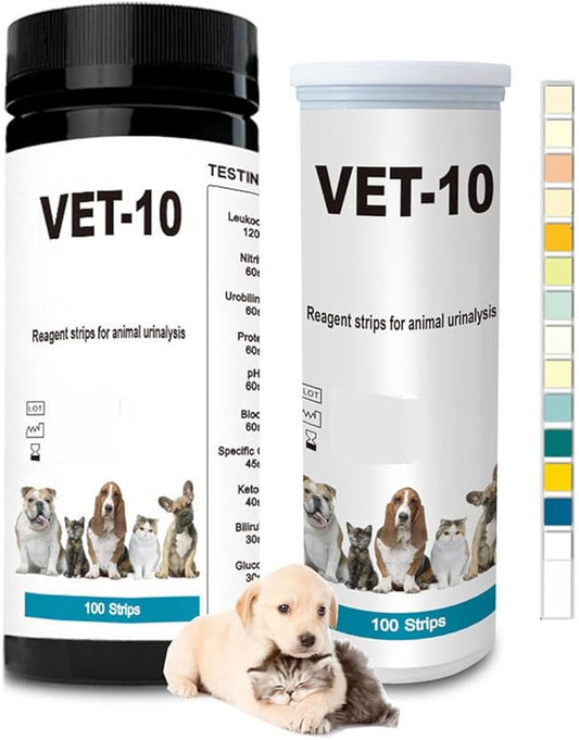 100 PCS Urine Test Strips 10 in 1 UTI Test Kit for Cat & Dog Pets Diabetes Urinalysis Testing Urinalysis Reagent Strips Multi-Parameter Urine Test Strip for Urinary Tract InfectionUTI