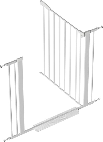 Dog Gate for Stair, 30" Tall Safety Gate Adjustable 29"-40.5" Extra-Wide Metal Pet Gate, Pressure Mounted Drill-Free No Tools Needed Dog Gate for Stairs,Doorways,House
