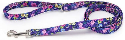 Moonpet Step in Dog Harness Leash Set- All Weather Reflective No-Pull Floral Pattern Padded Mesh Vest Harness for Cats Puppy Extra-Small Small Medium Large Dogs - Dark Flower - S