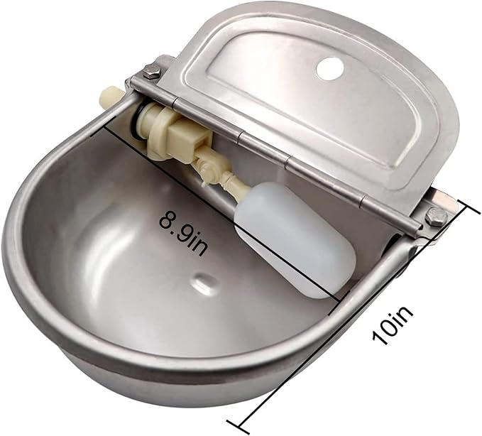 Automatic Water Bowl 304 Stainless Steel Pet Water Dispenser Dog Feeder Waterer for Large Dogs with 40" Steel Hose, 2 Float Valve, Copper Connector Adapter, 2 Bolts (Without Drainage Hole)