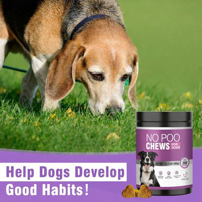 200 Chews No Poo Chews-No Poop Eating Deterrent for Dog-Coprophagia Deterrent for Dogs-Prevent Stop Dogs from Eating Poop Supplement with Digestive Enzymes&Probiotics-Breath Freshener-Chicken