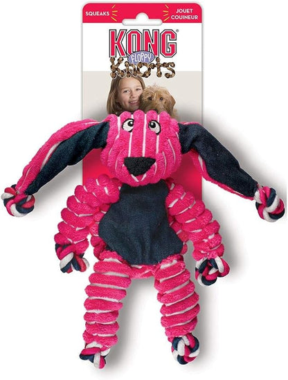 KONG Floppy Knots - Durable No‑Stuffing Squeaky Rope & Plush Dog Toy - for Teething, Playing (Bunny, Small/Medium)