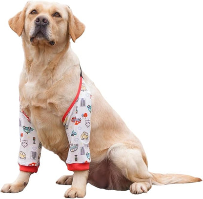 HDKUW Dog Elbow Protector for Calluses, Recovery Suit for Front Legs, Cone Collar Alternative to Stop Licking Wounds, Cover Sleeve for Small Medium Large Dogs - Red Car 3XL