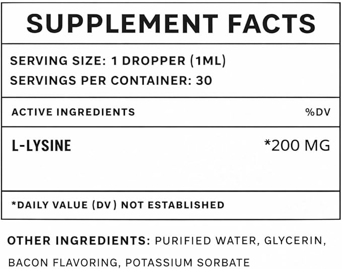 Lysine for Dogs - Dog Sneezing Relief - Dog Allergy Relief - May Help with Respiratory Health, Sneezing, Runny Nose & Much More - L-Lysine for Dogs - 1 fl oz - Bacon Flavor