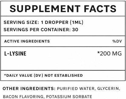 Lysine for Dogs - Dog Sneezing Relief - Dog Allergy Relief - May Help with Respiratory Health, Sneezing, Runny Nose & Much More - L-Lysine for Dogs - 1 fl oz - Bacon Flavor