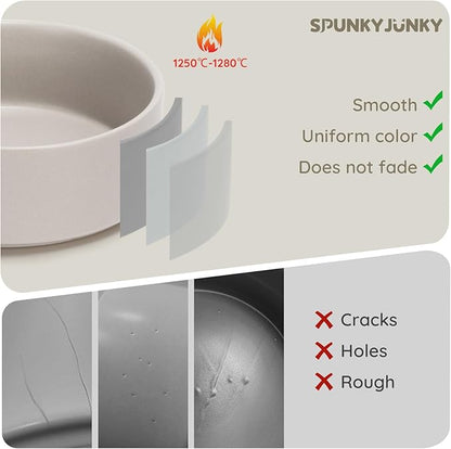 SPUNKYJUNKY 60OZ Ceramic Dog and Cat Bowl, Modern Cute Weighted Food Water Bowl for Replacement Grey (1 Pack)