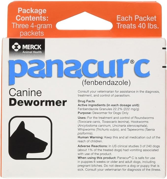 Panacur C Canine Dewormer Dogs 4 Gram Each Packet Treats 40 lbs (3 Packets) (Twо Расk)