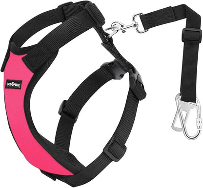 VavoPaw Dog Seat Belt, Safety Vest Dog Car Harness with Adjustable Buckle Dog Seat Belt for Vehicle Nylon Pet Safety Seat Belts Heavy Duty(XXL, Magenta)
