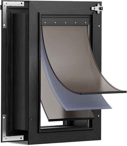 3-Flap Dog Door for Wall, All Aluminum Medium Doggy Door for Wall, Heavy Duty Pet Door with Lock, Extreme Weather Doggie Door for Interior Exterior Wall, Pets Up to 45LB
