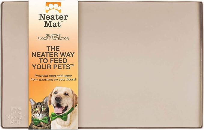 Neater Pet Brands Neater Mat Pet Mats for Food and Water, Cat & Dog Bowl Mat Waterproof Silicone, Feeding Tray, Dog Food Mats for Floors, Placemat w/Raised Edge for Under Bowls, 16” x 10”, Cappuccino