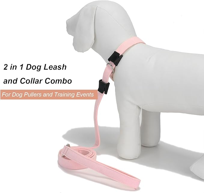 Slip Lead Dog Leash,Soft Corduroy 6 FT Dog Training Leash for Medium Large Dogs,No Pull Slip Leash and Collar with Padded Handle,Light Pink