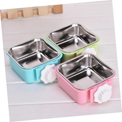 Milisten Stainless Steel Pet Feeding Bowl Fixed Hanging Water Bowl for Cage Removable for Easy Cleaning Blue s Size