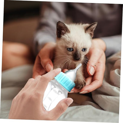 VANZACK 2pcs Kitten Milk Bottles for Newborn Cats Silicone Nursing Container with Measurement Scale Leak-Resistant Feeding Tool for Small Animals Durable and Safe Design