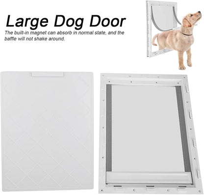 Large Pet Door for Dogs Easy Installation Wall Entry Dog Fence for Large and Mediumsized Pets with Magnetic Flap for Home Use, White, 19.7x14.0x2.2 (White)