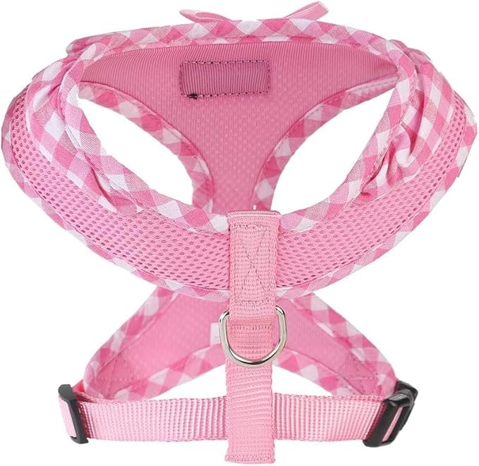 SuperBuddy Upgraded Soft Mesh Dog Harness, Super Breathable Lightweight Pet Harnesses for Puppy Outdoor Walking, Pink -XSmall