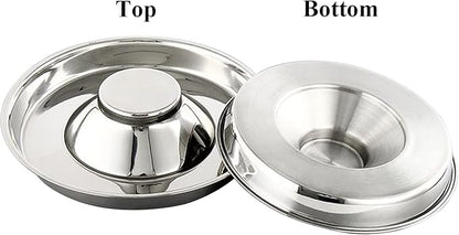 Stainless Steel Pet Bowl for Puppy and Cat, Dog Food and Water Feeding Bowl, Puppies and Kittens Weaning Bowls, Multiple Dogs and Cats Eat and Drink Together (2PC, L)