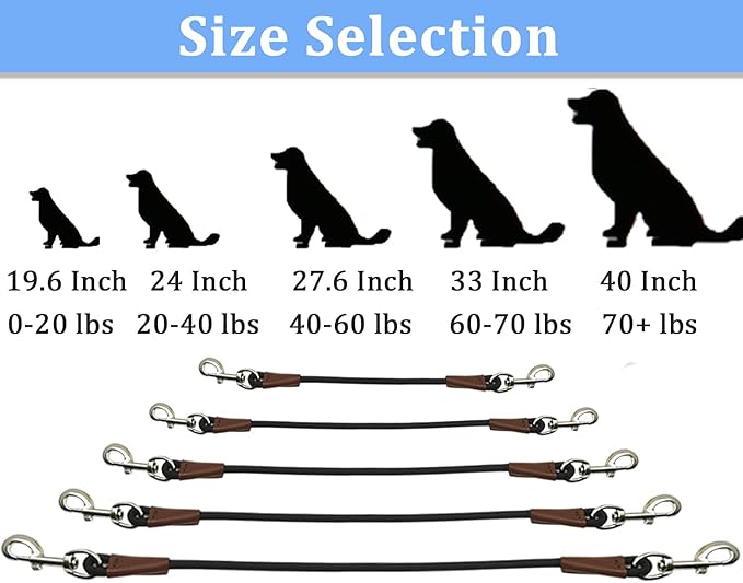 MayPaw Training Tie Down- Short Dog Tether Indoor- Strong Rope Dog Car Leash Seat Belt- 5 Sizes Vehicle Safety Restraint Lead for Small Medium Large Dogs (40 Inch)