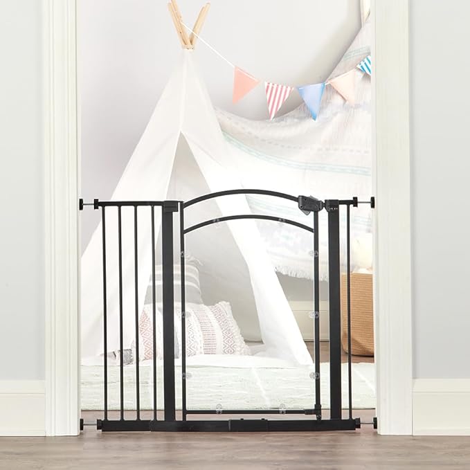 Regalo Safety 29.5–37” Clear Walk Through Baby Gate for Doorways & Bottom of Stairs, Pressure Mounted Baby Gate with Door for Toddlers & Pets, Tested & Trusted, American Designed, Family Owned