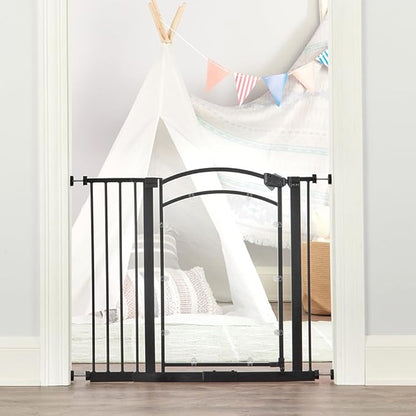 Regalo Safety 29.5–37” Clear Walk Through Baby Gate for Doorways & Bottom of Stairs, Pressure Mounted Baby Gate with Door for Toddlers & Pets, Tested & Trusted, American Designed, Family Owned