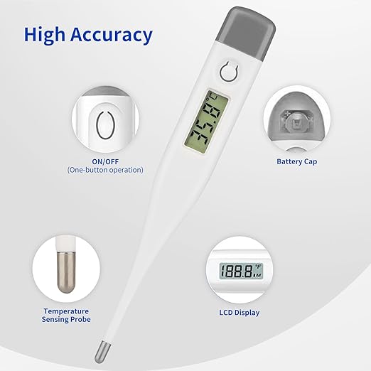 Intelligent Digital Thermometer,LCD Display Screen,Fast Measurement,Suitable for Children and Adults,Easy to Maintain Cleanliness and Hygiene,Bringing Family Health,Grey