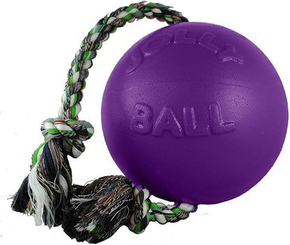 Jolly Pets Romp-n-Roll Rope and Ball Dog Toy, 6 Inches/Medium, Blueberry, Model Number: 606 BB, All Breed Sizes