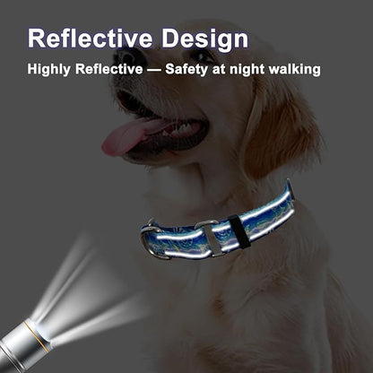 Reflective Martingale Collar for Dogs Nylon Training Collar with No Buckle, No Pull Adjustable Dog Collar for Medium Dogs（Blue Starfish，M）
