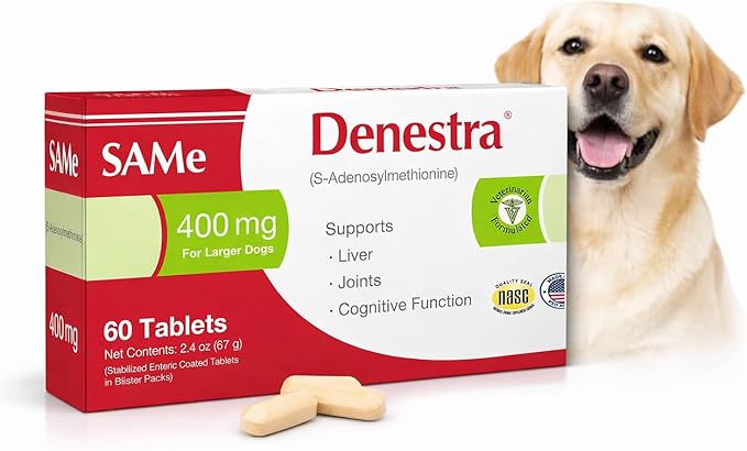 Denestra Same for Dogs – S-Adenosyl-L-Methionine (Same) – Liver, Joint & Cognitive Support for Dogs – Promotes Brain Function & Mobility – Vet-Approved Formula – 200 mg – 60 Tablets