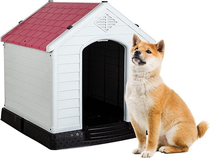 BestPet Dog House Indoor Outdoor Insulated Kennel Durable Plastic Dog House for Small Medium Large Dogs Weather & Water Resistant Pet Crate with Air Vents and Elevated Floor