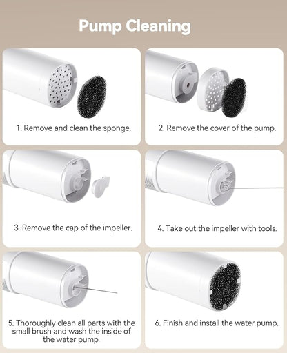 6 Pack Cordless Dog Water Replacement Filters & 6 Packs Pump Filters Sponges Compatible with Battery Operated Stainless Steel 8L Dog Water Fountain (FN-W18)