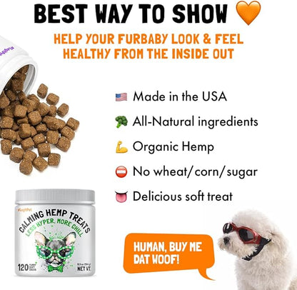 Cranberry UTI Chews for Dogs Bladder Support + D-Mannose Supports Kidney Urinary Tract 30 Chews and Calming Hemp Treats for Dogs Made in USA with Organic Hemp 120 Chews