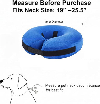 Inflatable Dog Cone Collar Alternative, Soft Dog Cone for Medium Large Dogs and Cats,Pet Neck Recovery ECollar Donut Collar After Surgery (Blue, XL)