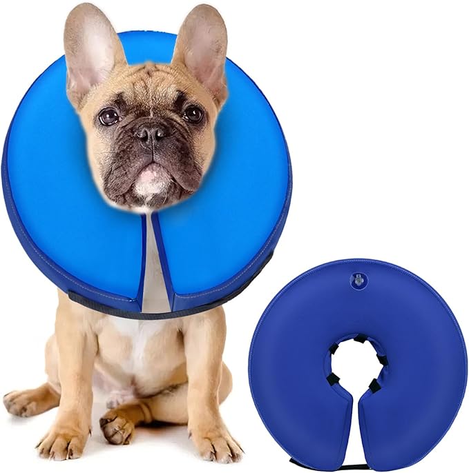 MIDOG Soft Inflatable Dog Cone,Donut E-Collar Alternative for After Surgery, Prevents Licking, Allowing Normal Eating & Vision,Comfortable Recovery Collar for Small Medium Large Dogs&Cats, DarkBlue-M+