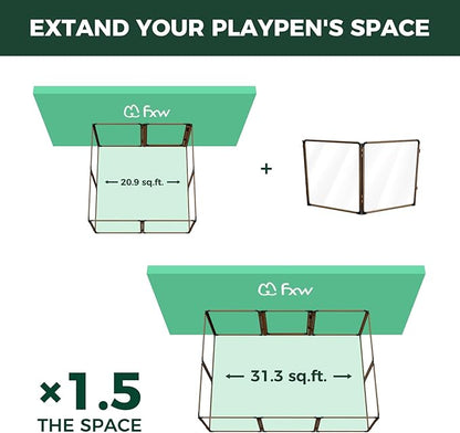 FXW AuraSpace Pro Acrylic Indoor Dog Playpen, Heavy-Duty with Metal Frame, 32" Height 2 Panels for Small and Medium Dogs, Walnut│Patented