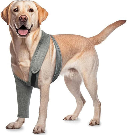 ROZKITCH Dog Wound Care for Front Right Left Leg, Pet Prevent Licking Wound Elbow Knee Protector, Dog Recovery Suit Cone Collar Alternative for Sprain ACL CCL Arthritis Joint Care Grey 2XL