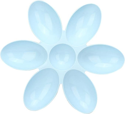 Cat Water Bowl Multiple Case Food Feeder Water Feeding Bowl Six Petals Plastic Feeder Puppy Food Feeder Dispenser Bowl for Cats Dogs(blue)