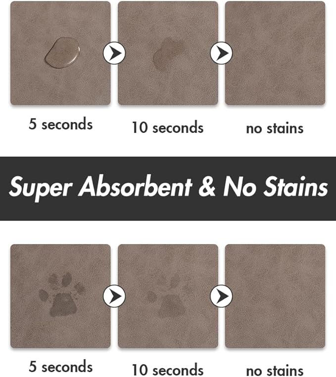 Absorbent Dog Water Mat-Cat Mat for Food and Water Bowl, Quick Dry Pet Feeding Mat, No Stains Cat Food mat, Dog Accessories Pet Supplies-Dog Bowl Mat for Messy Drinkers
